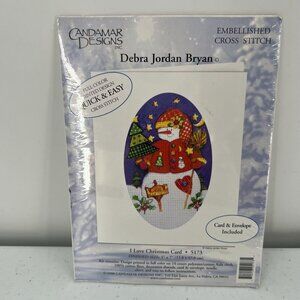 Candamar Cross Stitch Kit Christmas Snowman Card